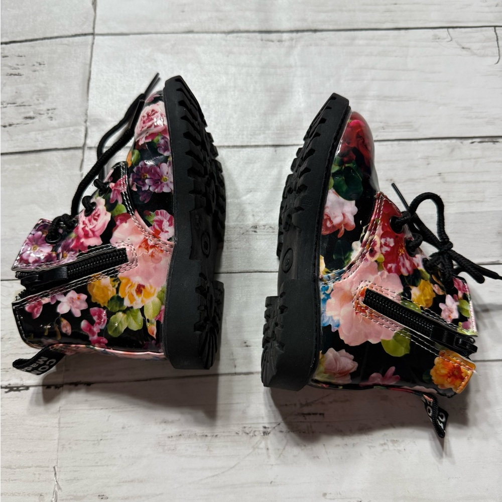Source Unknown Black and Pink Floral Combat Boots - Picture 7 of 8